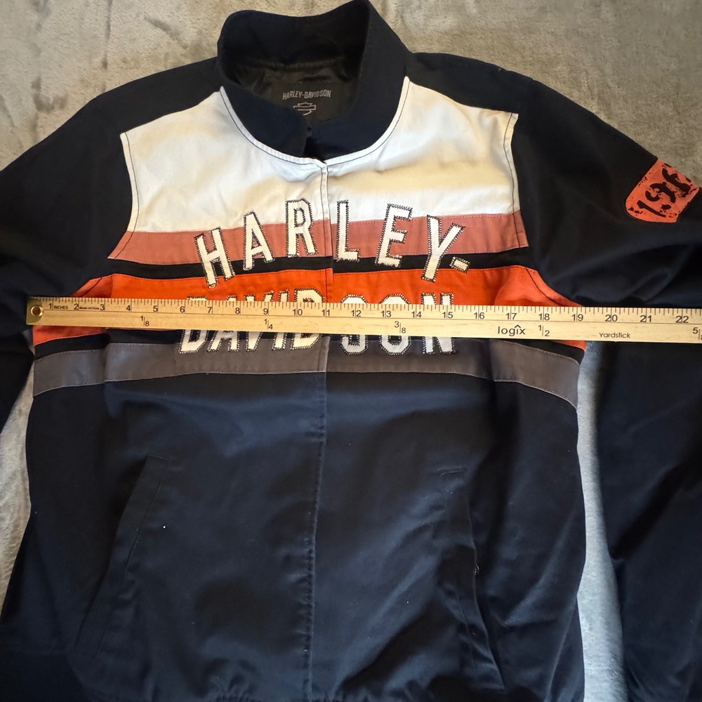 Harley-Davidson Womans Racing Division Jacket Bomber Size S Black Orange Rare - Picture 14 of 16
